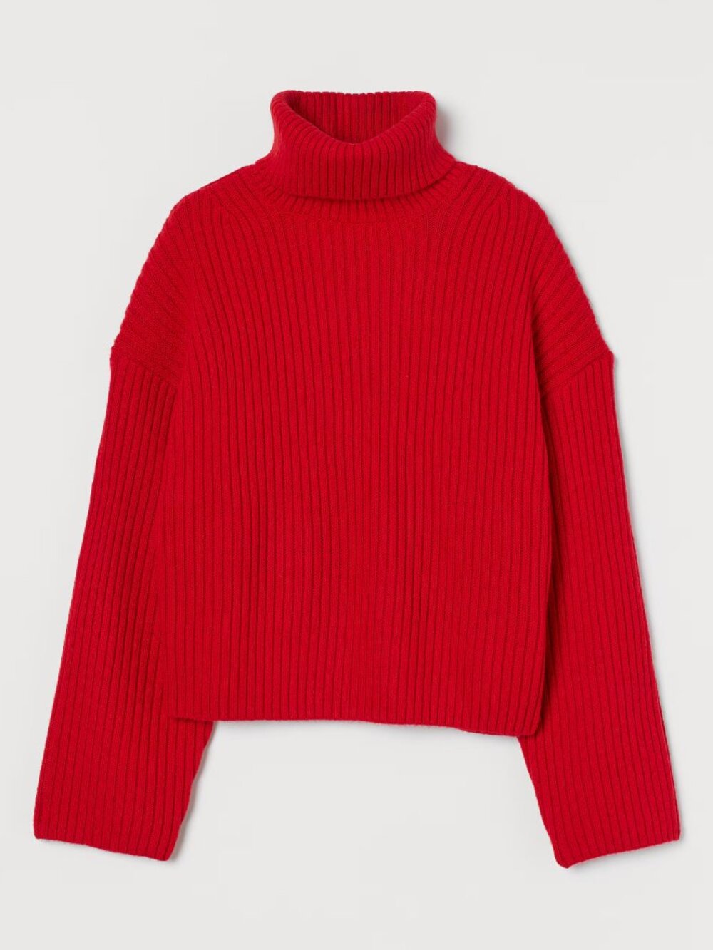 H&M Red Oversized Turtleneck Sweater Sweatshirt Stretchy